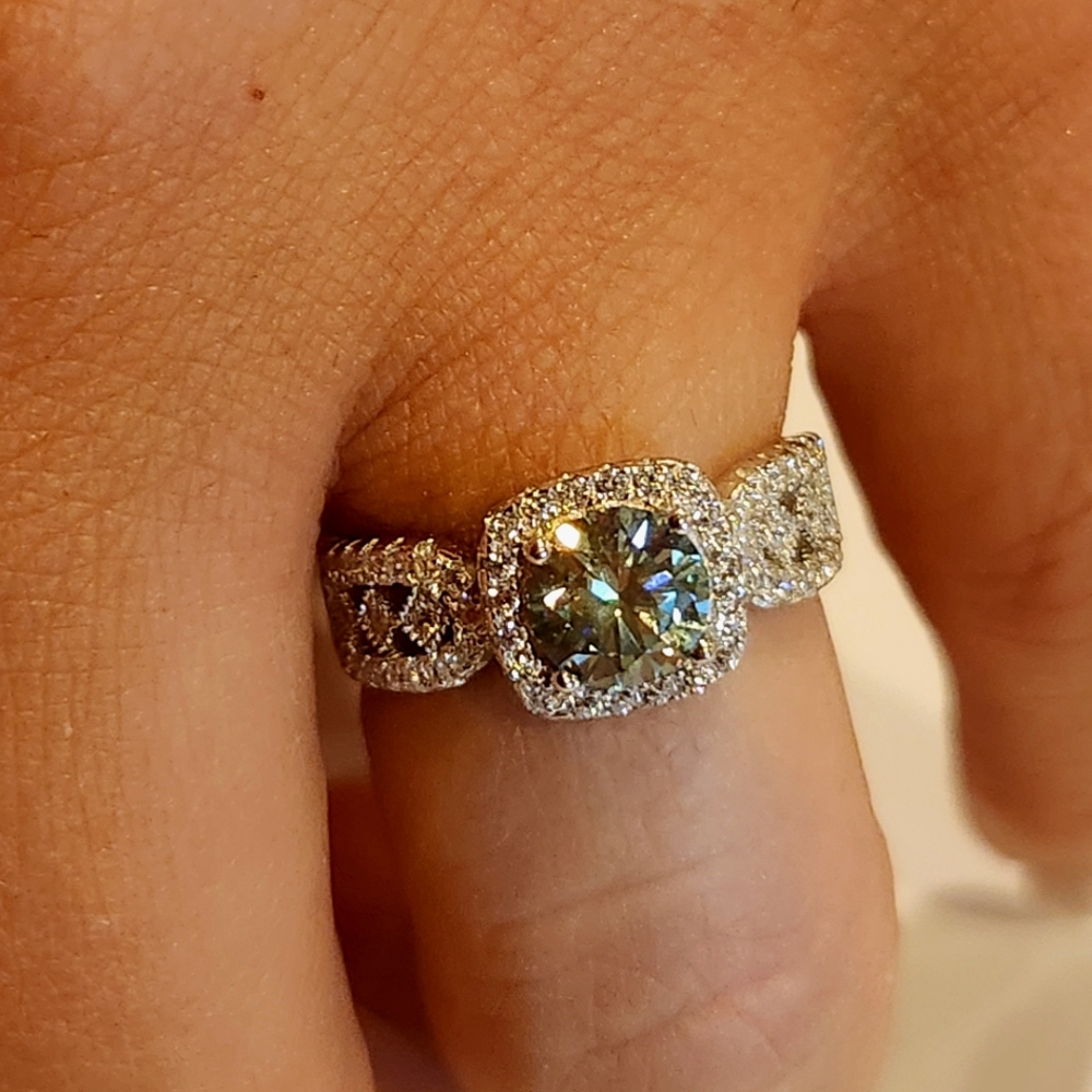 1Carat S925 Sterling Silver Moissanite Wide Ring - Exquisite.Comfortable to Wear